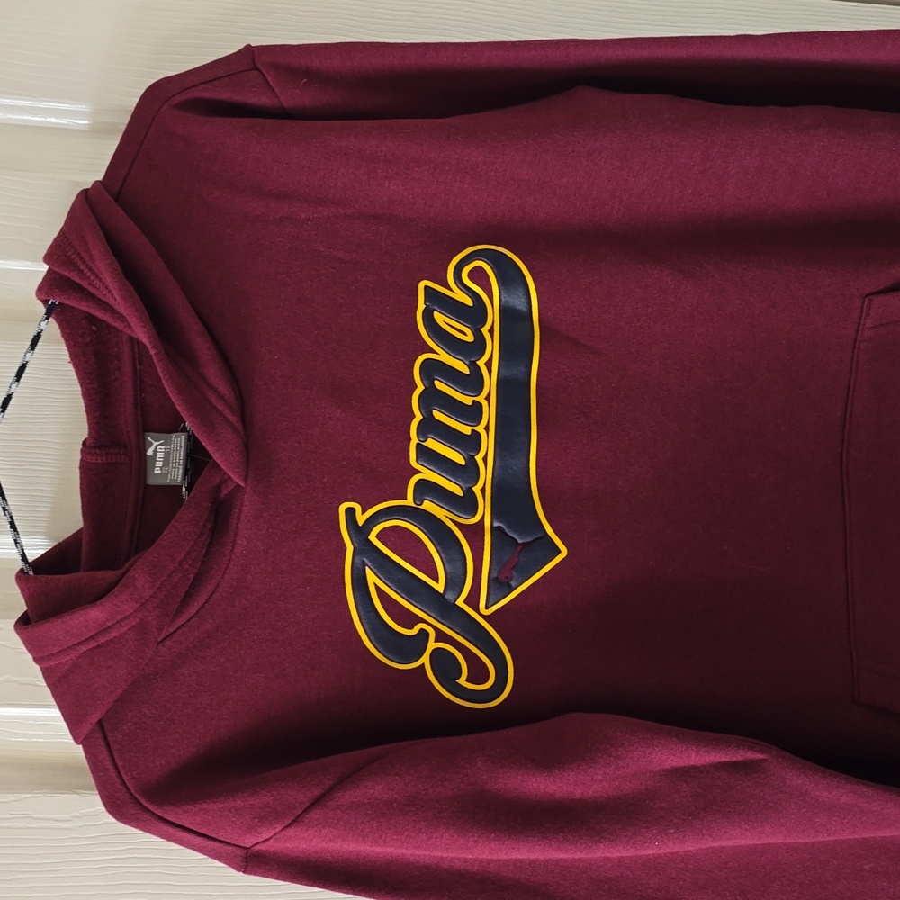 PUMA BRAND SIGNATURE BOYS PULLOVER BURGUNDY HOODIE SIZE LARGE